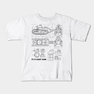 FT-17 Light Tank - WW1 Blueprint Kids T-Shirt